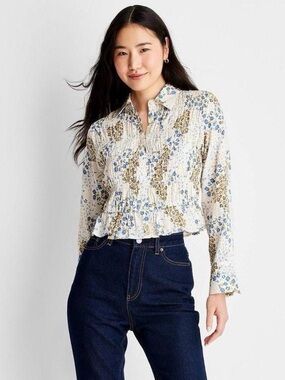 Future Collective Floral Boho Cropped Blouse